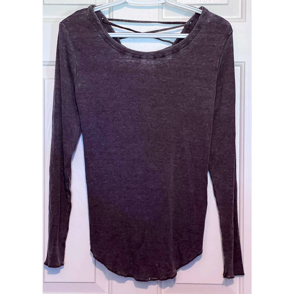 Chaser Woman's Lace Back Rib Long Sleeve Top Size M 25" Long x 16" Pit to Pit